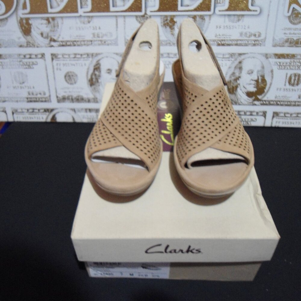 Women's Clarks Sand Nubuck Open Toe Sandals
